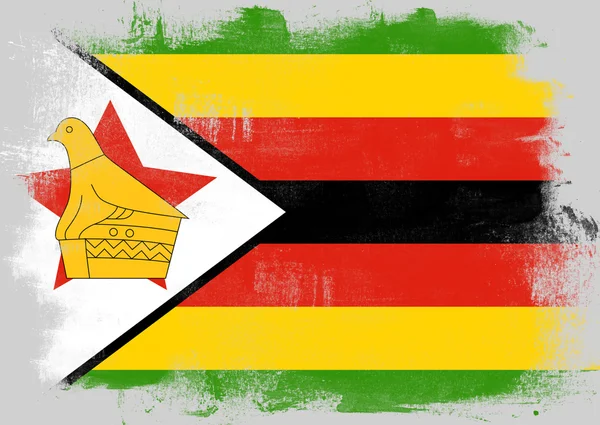 Flagge Simbabwes mit Pinsel bemalt — Stockfoto