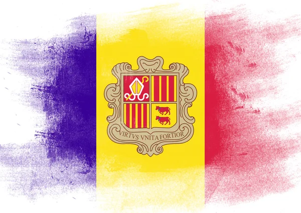 Flag of Andorra painted with brush — Stock Photo, Image