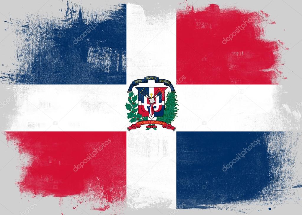 Flag of Dominican Republic painted with brush