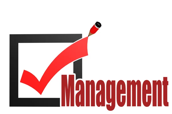 Check mark with management word — Stock Photo, Image