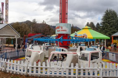 Fujiyoshida, Japonya - 21 Aralık 2025: Fuji-Q Highland Park, Japonya. Küçük çocuklu müşteriler için temalı bir çocuk eğlencesi bölümüdür.