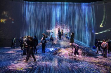 Tokyo, Japonya 22 Aralık 2025 Tokyo, Japonya 'daki Sınır Tanımaz Dijital Sanat Müzesi. Sınır Tanımayan Takım Laboratuvarı sınırları olmayan bir sanat eserleri dünyası. Sanat topluluğu tarafından oluşturulmuş haritası olmayan bir müze.