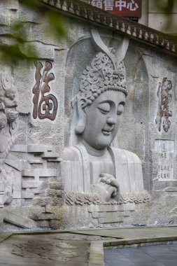 Chongqing, Çin 'deki huzurlu Buda heykeli.