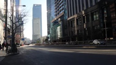 Tokyo, Japonya-28 Aralık 2025: Tokyo, Japonya 'daki Ginza bölgesinin görüntüsü. Ginza, Tokyo 'nun en ünlü alışveriş, yemek ve eğlence merkezidir ve çok sayıda mağazası ve butiği bulunmaktadır.