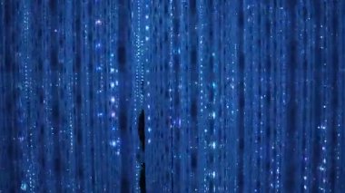 Tokyo, Japonya- 22 Aralık 2025: Işıklı güzel ışıklandırma sanat eserleri Aynadan yapılmış sonsuzluk odasının tavanına yüzlerce LED ışık dizisi asıldı