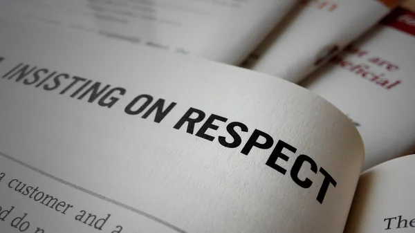 Insisting on respect word on a book — Stock Photo, Image