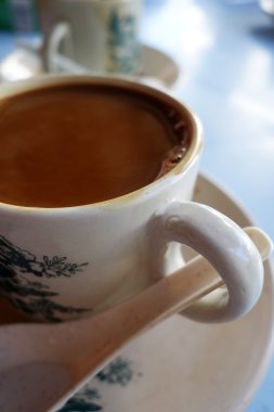 Vintage kupa ve fincan tabağı geleneksel oryantal Çince kahve