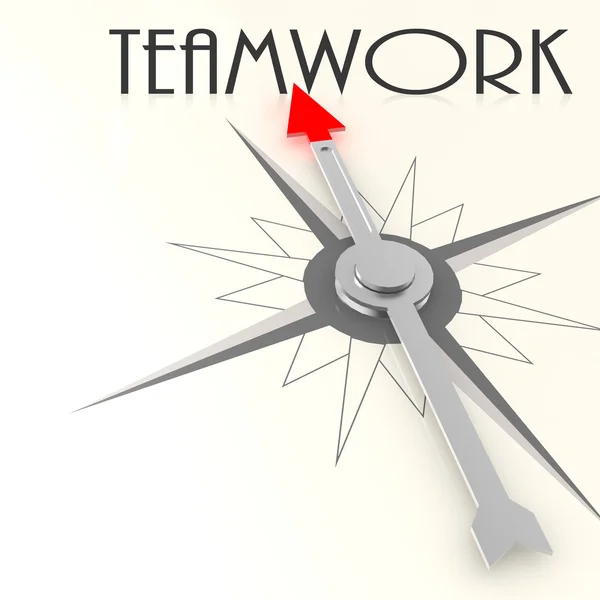 Compass with teamwork word — Stok fotoğraf