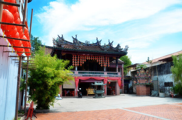 PENANG, MALAYSIA - 26 NOV, 2015: Front view of Poh Hock Seah Temple in Penang, Malaysia. The temple is a community temple devoted to serve as a site of worship for Twa Peh Kong resulted Poh Hock Seah