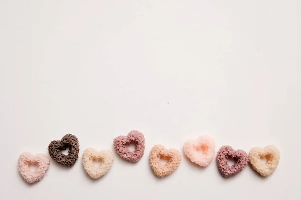 Kalp Şeklinde Kahvaltı Gevrekleri Doğal Soya Balmumu Süslemesi Sevgililer Günü — Stok fotoğraf