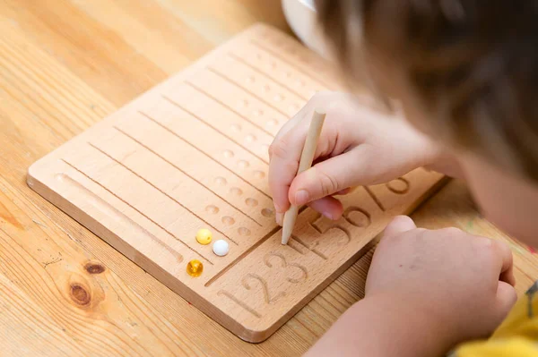 Montessori Beads Board Naučit Počítat Psát Čísla Připravovat Dítě Mentální — Stock fotografie