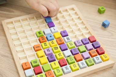 Mats eğitici bir oyun. İyi motor becerileri geliştirmek, mantıklı düşünmek, ilkokul öğrencileri ve hevesli matematik uzmanları için bir araç. Sayılar, rakamlar, temel aritmetik işlemleri içeren renkli tahta küpleri