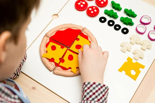 Pizza Feltro Comida Feltro Para Miúdos Jogo Pré Escolar Para — Fotografia de Stock