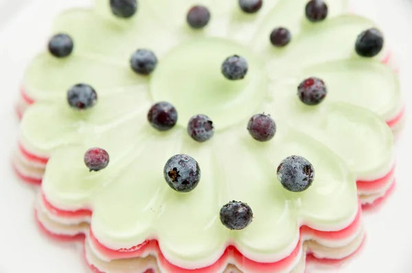 Torta Gelatina Mirtilli Dessert Strisce Dolce — Foto Stock