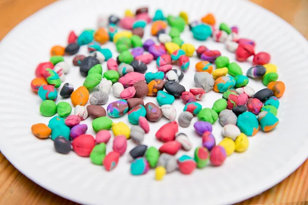 Plasticine Balls Paper Plate Fine Motor Training Early Education Children — Stock Photo, Image