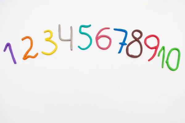 Dígitos Coloridos Feitos Plasticina Figuras Volumétricas Coloridas Brilhantes Para Crianças — Fotografia de Stock