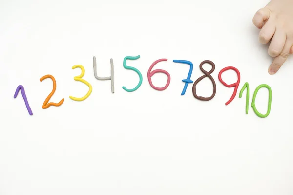 Colorful Digits Made Plasticine Bright Colored Volumetric Figures Children Isolated — Stock Photo, Image