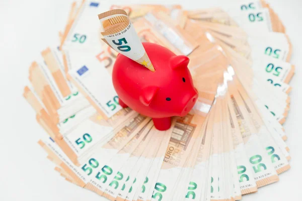 Montón Euros Primer Plano Ahorro Dinero Ahorro Casa Finanzas Ahorros — Foto de Stock