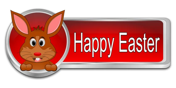 Coniglietto di Pasqua che desiderano pulsante pasqua felice — Foto Stock