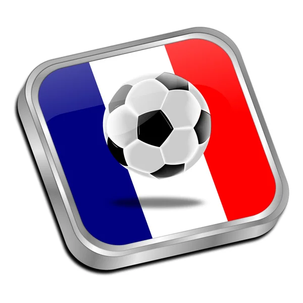 在法国按钮的国旗上足球球 — 图库照片