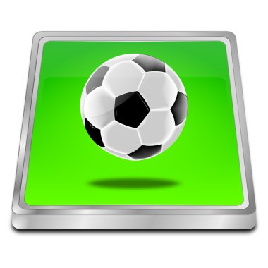 Futbol topu ile düğme - 3B illüstrasyon