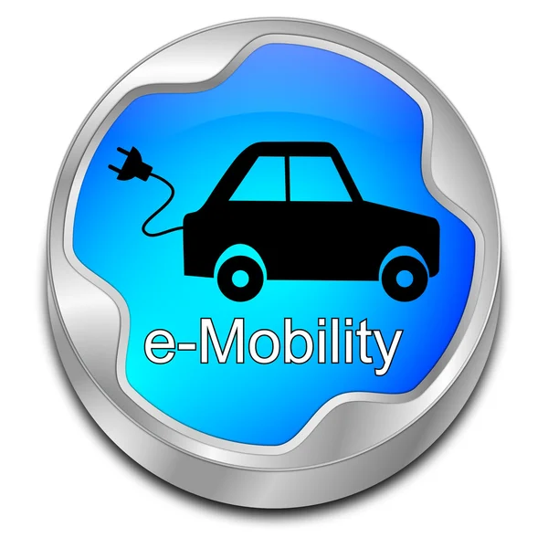 E-Mobilite Düğmesi - 3B illüstrasyon — Stok fotoğraf
