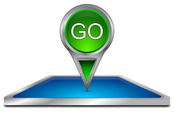 Smartphone con puntero de mapa Go - Ilustración 3D — Foto de Stock