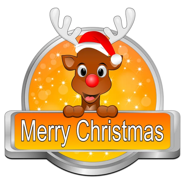 Renna augurando Buon Natale Button 3d illustrazione — Foto Stock