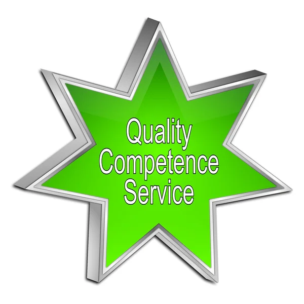 Quality Competence Service Star Button - 3D illustration — Stock Photo, Image