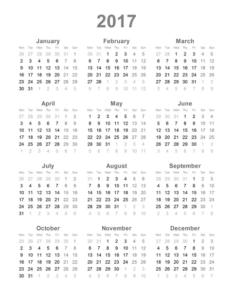 Calendario 2017 - illustrazione — Foto Stock