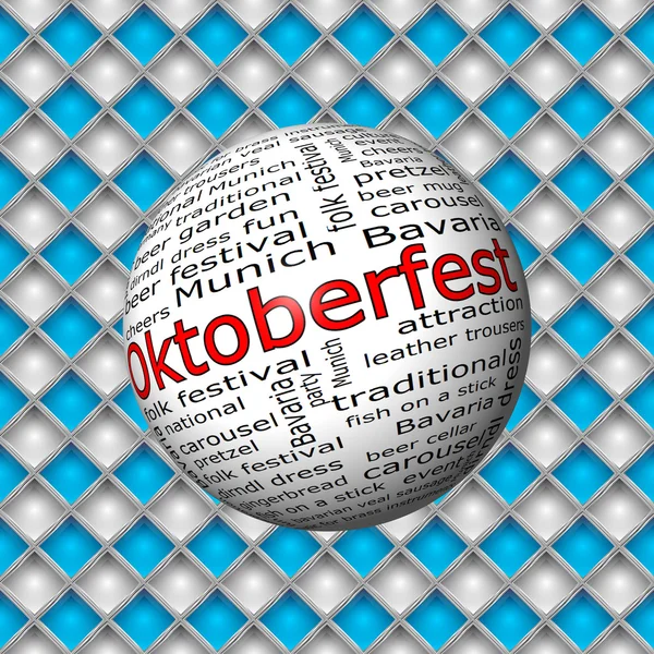 Oktoberfest wordcloud på bayerska bakgrund - 3d illustration — Stockfoto