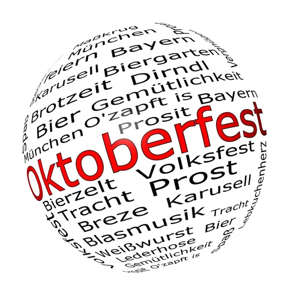Oktoberfest wordcloud - на немецком языке - 3D иллюстрация — стоковое фото
