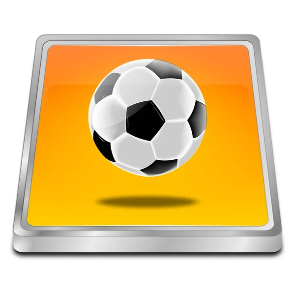 Pulsante Arancione Con Pallone Calcio Illustrazione — Foto Stock