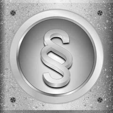 Metal plaka üzerindeki gümüş kural paragraf düğmesi - 3D illüstrasyon