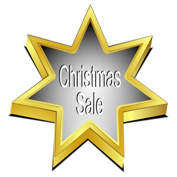 Golden Silver Christmas Sale Star Button Illustration — стоковое фото