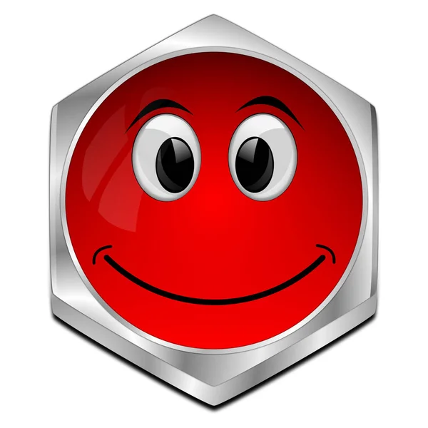 red Button with smiling face - 3D illustration