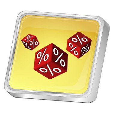 Altın İndirim düğmesi - 3D illüstrasyon