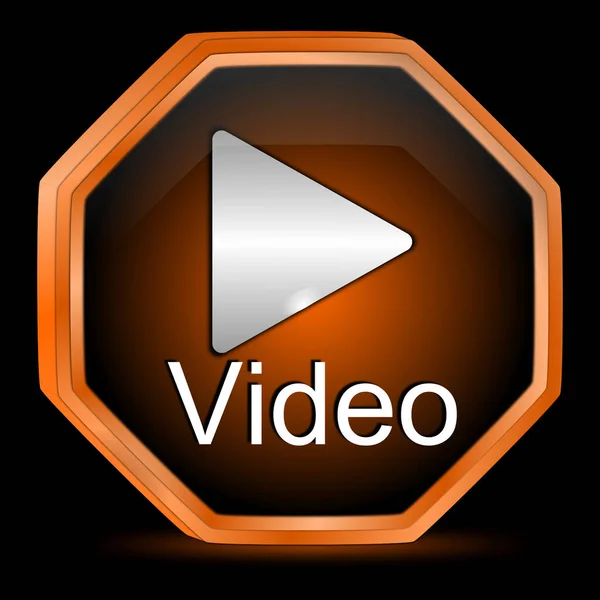Lesklá Oranžová Přehrát Video Tlačítko Ilustrace — Stock fotografie