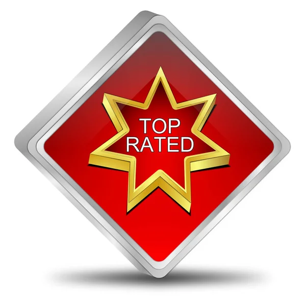 Rood Top Rated Button Illustratie — Stockfoto