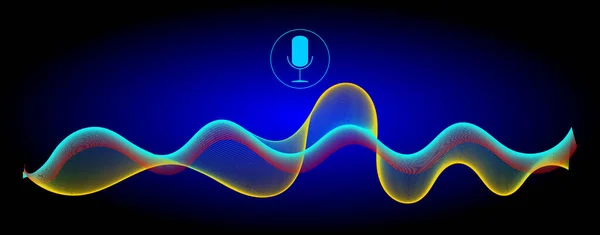 Voice Recognition Microphone Blue Red Yellow Sound Waves Illustration — Stock Photo, Image