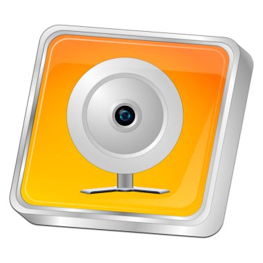 Webcam ile turuncu düğme - 3D illüstrasyon