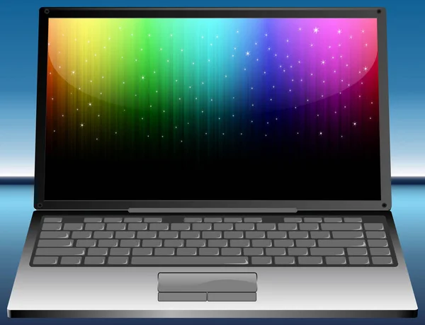 Laptop Wielokolorowym Pulpitem Abstrakcyjnym Ilustracja — Zdjęcie stockowe