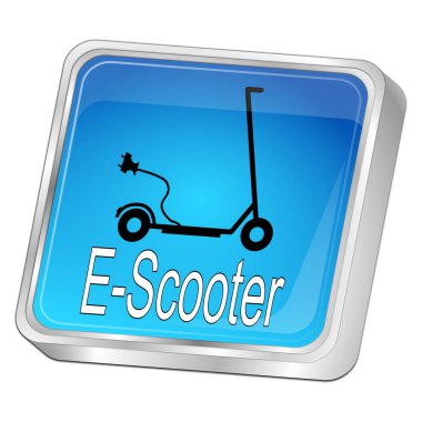 mavi E-Scooter Düğmesi - 3B illüstrasyon