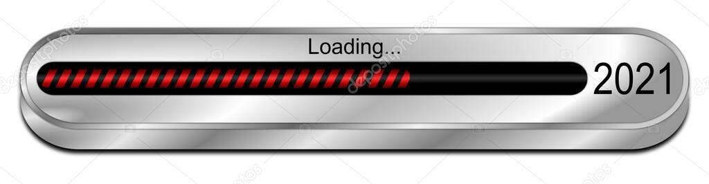 red 2021 Loading bar - 3D illustration