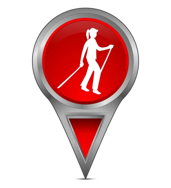 red map pointer with Nordic Walking  - 3d illustration
