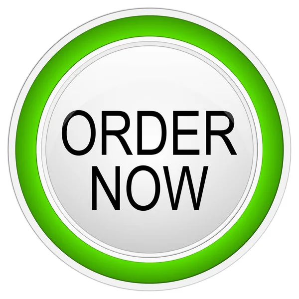 Green Order Now Button White Background Illustration — Stock Photo, Image