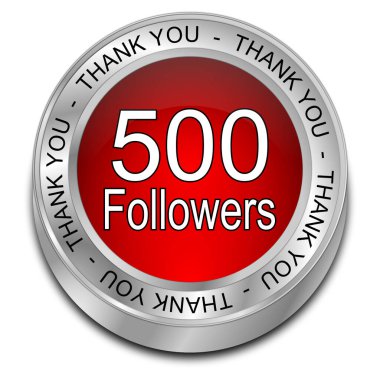 Kırmızı 500 takipçi Teşekkürler - 3D illüstrasyon