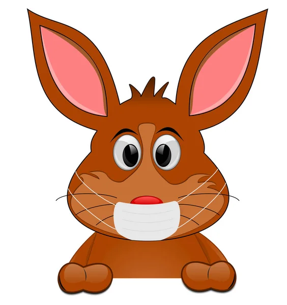 复活节兔子祝复活节快乐 带着Covid 19面具插图 — 图库照片