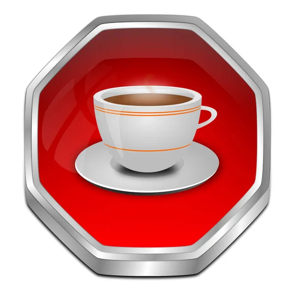 Roter Knopf Mit Einer Tasse Kaffee Illustration — Stockfoto