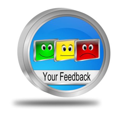 Geribildirim Tuşu Blu- 3B illüstrasyonunuz